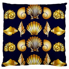 Snails See Shells Golden Large Flano Cushion Case (one Side) by Vaneshart