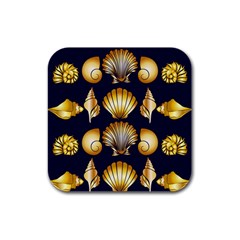 Snails See Shells Golden Rubber Square Coaster (4 Pack)  by Vaneshart