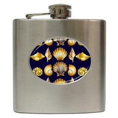 Snails See Shells Golden Hip Flask (6 Oz) by Vaneshart