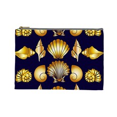 Snails See Shells Golden Cosmetic Bag (large) by Vaneshart