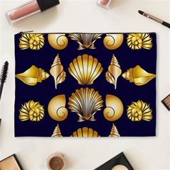 Snails See Shells Golden Cosmetic Bag (xl) by Vaneshart