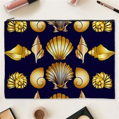 Snails See Shells Golden Cosmetic Bag (xxxl) by Vaneshart