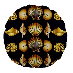 Snails See Shells Golden Large 18  Premium Flano Round Cushions by Vaneshart