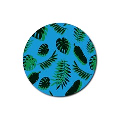 Tropical Leaves Nature Rubber Coaster (round)  by Vaneshart