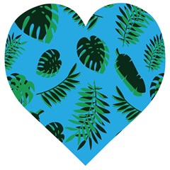 Tropical Leaves Nature Wooden Puzzle Heart