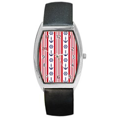 Nautical Papers Nautical Background Barrel Style Metal Watch by Vaneshart