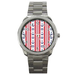 Nautical Papers Nautical Background Sport Metal Watch by Vaneshart