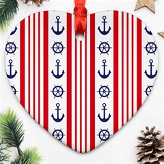 Nautical Papers Nautical Background Heart Ornament (two Sides) by Vaneshart