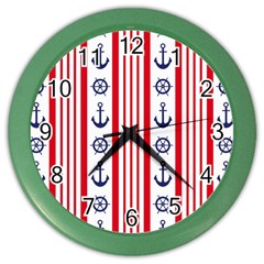 Nautical Papers Nautical Background Color Wall Clock by Vaneshart