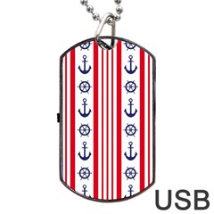 Nautical Papers Nautical Background Dog Tag Usb Flash (one Side) by Vaneshart