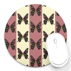 Butterflies Pink Old Old Texture Round Mousepads by Vaneshart