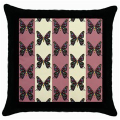 Butterflies Pink Old Old Texture Throw Pillow Case (black) by Vaneshart