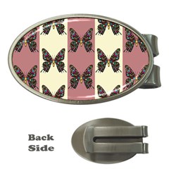 Butterflies Pink Old Old Texture Money Clips (oval)  by Vaneshart