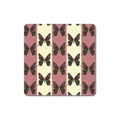 Butterflies Pink Old Old Texture Square Magnet by Vaneshart