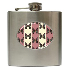 Butterflies Pink Old Old Texture Hip Flask (6 Oz) by Vaneshart