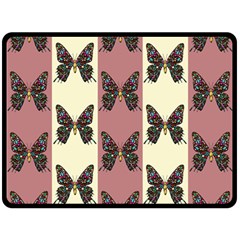 Butterflies Pink Old Old Texture Fleece Blanket (large)  by Vaneshart