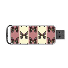 Butterflies Pink Old Old Texture Portable Usb Flash (two Sides) by Vaneshart