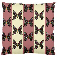 Butterflies Pink Old Old Texture Large Flano Cushion Case (two Sides) by Vaneshart