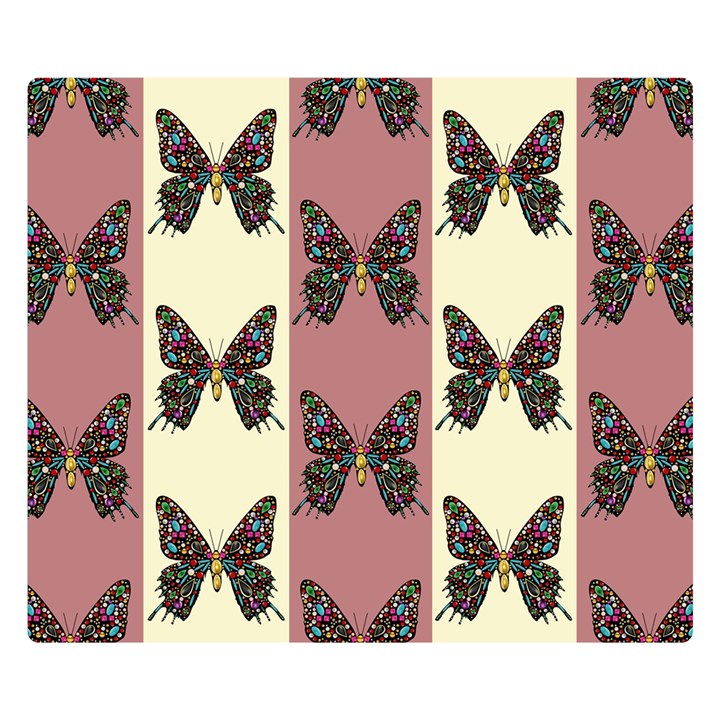 Butterflies Pink Old Old Texture Double Sided Flano Blanket (Small) 