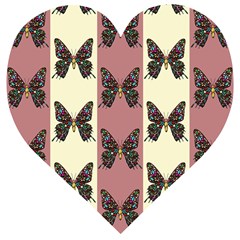 Butterflies Pink Old Old Texture Wooden Puzzle Heart