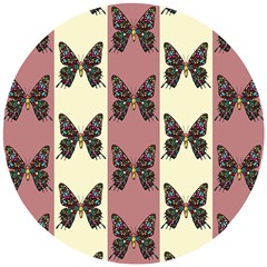 Butterflies Pink Old Old Texture Wooden Puzzle Round