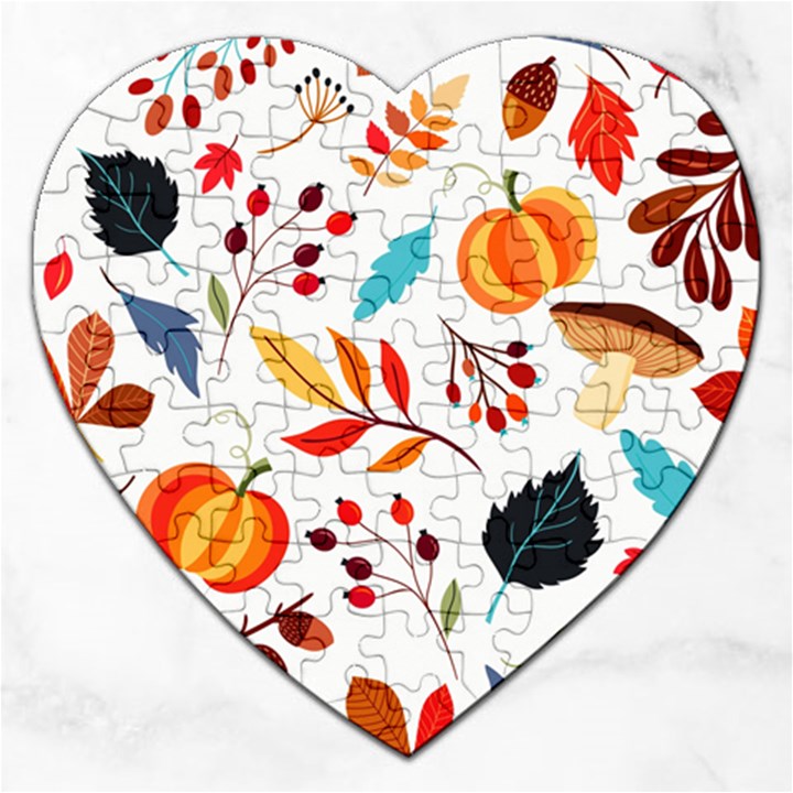 Pattern Pumpkins Autumn Jigsaw Puzzle (Heart)