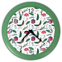 Christmas Background Color Wall Clock by Vaneshart