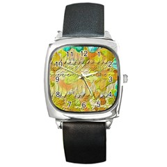 Texture Abstract Background Colors Square Metal Watch by Vaneshart