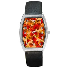 Wallpaper Background Autumn Fall Barrel Style Metal Watch by Vaneshart