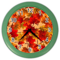 Wallpaper Background Autumn Fall Color Wall Clock by Vaneshart