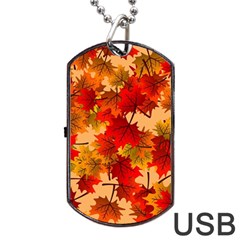 Wallpaper Background Autumn Fall Dog Tag Usb Flash (one Side) by Vaneshart