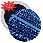 Apps Social Media Networks Internet 3  Magnets (10 pack)  Front