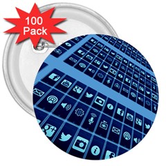 Apps Social Media Networks Internet 3  Buttons (100 Pack)  by Vaneshart