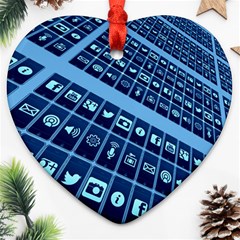 Apps Social Media Networks Internet Heart Ornament (two Sides) by Vaneshart