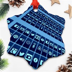 Apps Social Media Networks Internet Snowflake Ornament (two Sides) by Vaneshart