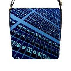 Apps Social Media Networks Internet Flap Closure Messenger Bag (l) by Vaneshart