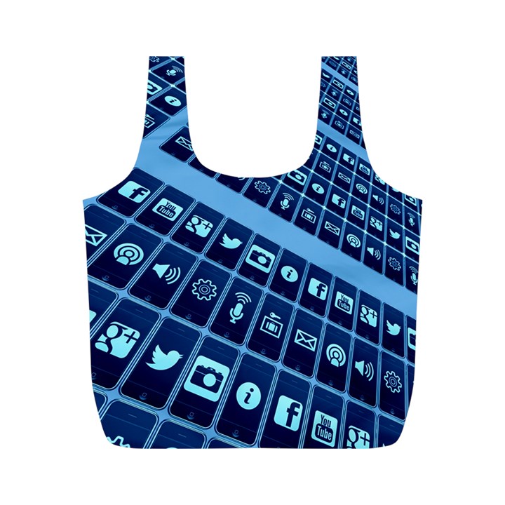 Apps Social Media Networks Internet Full Print Recycle Bag (M)