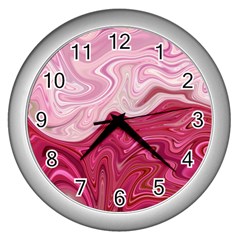 Liquid Marble Trending Abstract Paint Wall Clock (silver) by Vaneshart