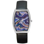 Liquid Marble Background Barrel Style Metal Watch Front