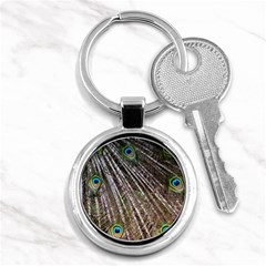 Peacock Feathers Pattern Colorful Key Chain (round) by Vaneshart