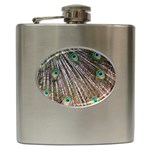 Peacock Feathers Pattern Colorful Hip Flask (6 oz) Front