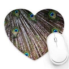 Peacock Feathers Pattern Colorful Heart Mousepads by Vaneshart