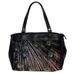 Peacock Feathers Pattern Colorful Oversize Office Handbag by Vaneshart