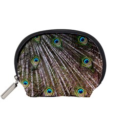 Peacock Feathers Pattern Colorful Accessory Pouch (small) by Vaneshart