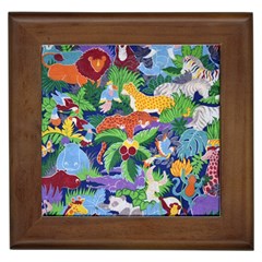 Animated Safari Animals Background Framed Tile