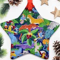 Animated Safari Animals Background Ornament (Star)