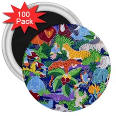 Animated Safari Animals Background 3  Magnets (100 pack)