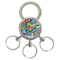 Animated Safari Animals Background 3-Ring Key Chain