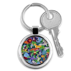 Animated Safari Animals Background Key Chain (Round)