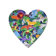 Animated Safari Animals Background Heart Magnet